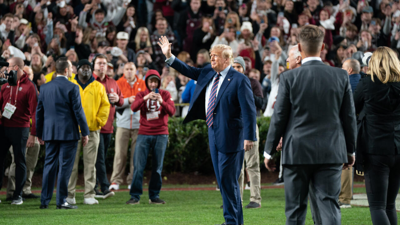 Sport and politics entwine as Trump makes historic Super Bowl visit